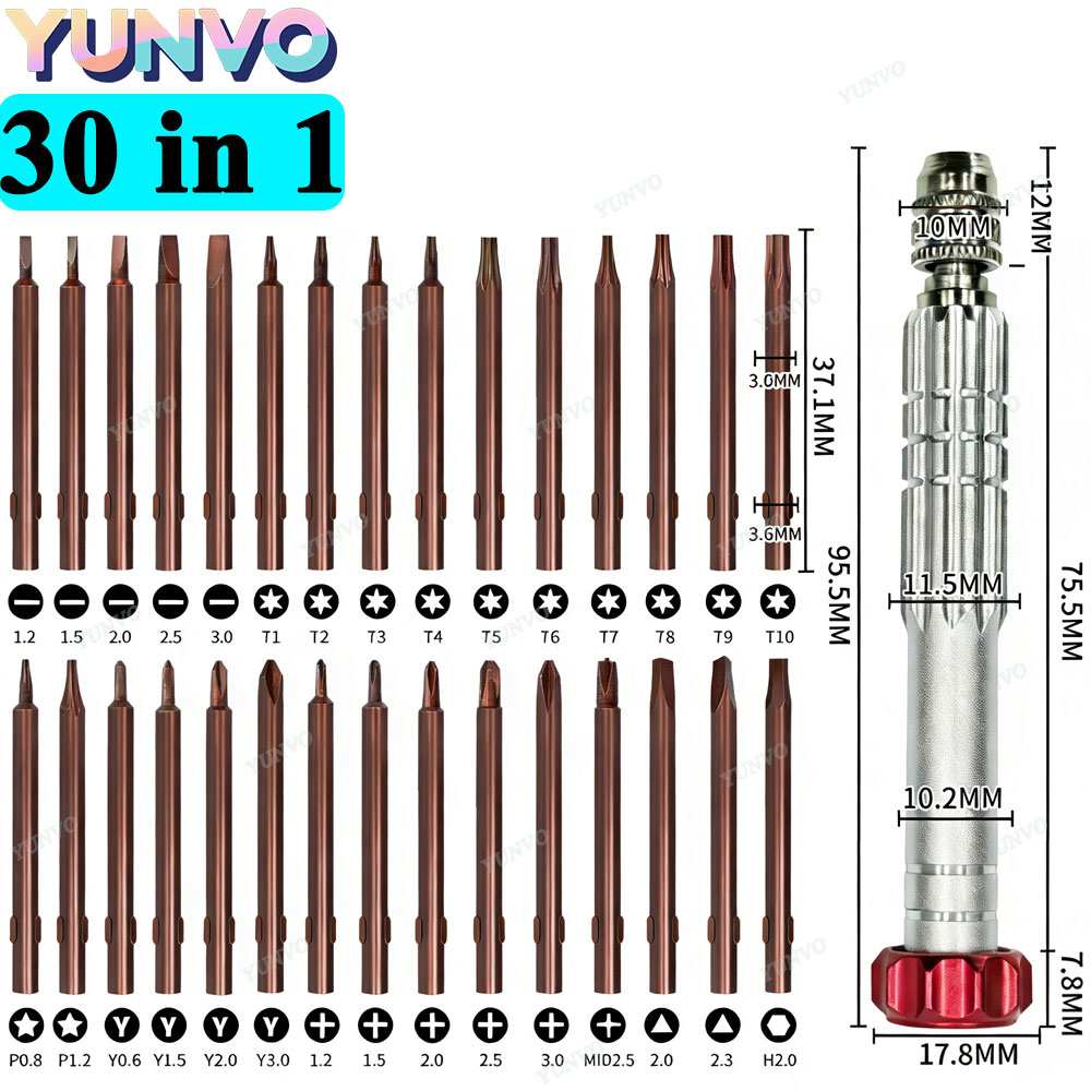 Electronics Repair Company - 30-in-1 magnetische precisie schroevendraaierset, S2 stalen