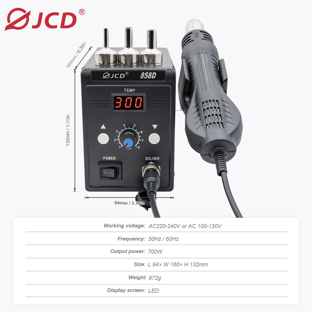 JCD Heteluchtpistool 858D 700W - Hot Air Station 858 recensie en prijs
